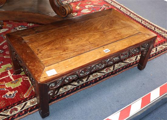 A Chinese hongmu Kang table, late 19th century, W.75cm